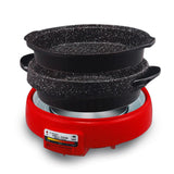 2 in 1 Electric Steamboat Hotpot Teppanyaki Asian Hot Pot Soup Maker Fondue