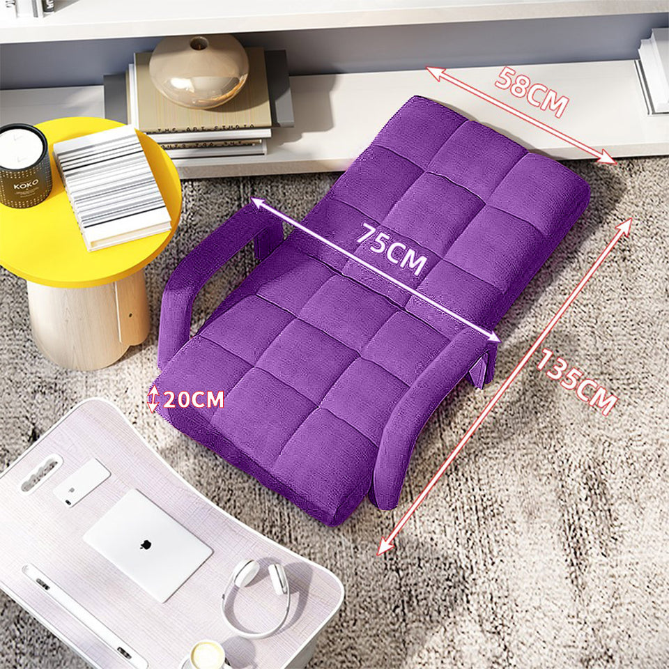 SOGA Foldable Lounge Cushion Adjustable Floor Lazy Recliner Chair with Armrest Purple