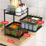 SOGA 2X 2 Tier Steel Square Rotating Kitchen Cart Multi-Functional Shelves Storage Organizer with Wheels