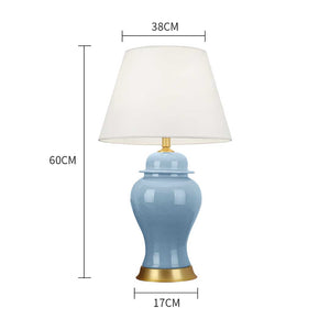 SOGA 4X Oval Ceramic Table Lamp with Gold Metal Base Desk Lamp Blue