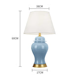SOGA 4X Oval Ceramic Table Lamp with Gold Metal Base Desk Lamp Blue