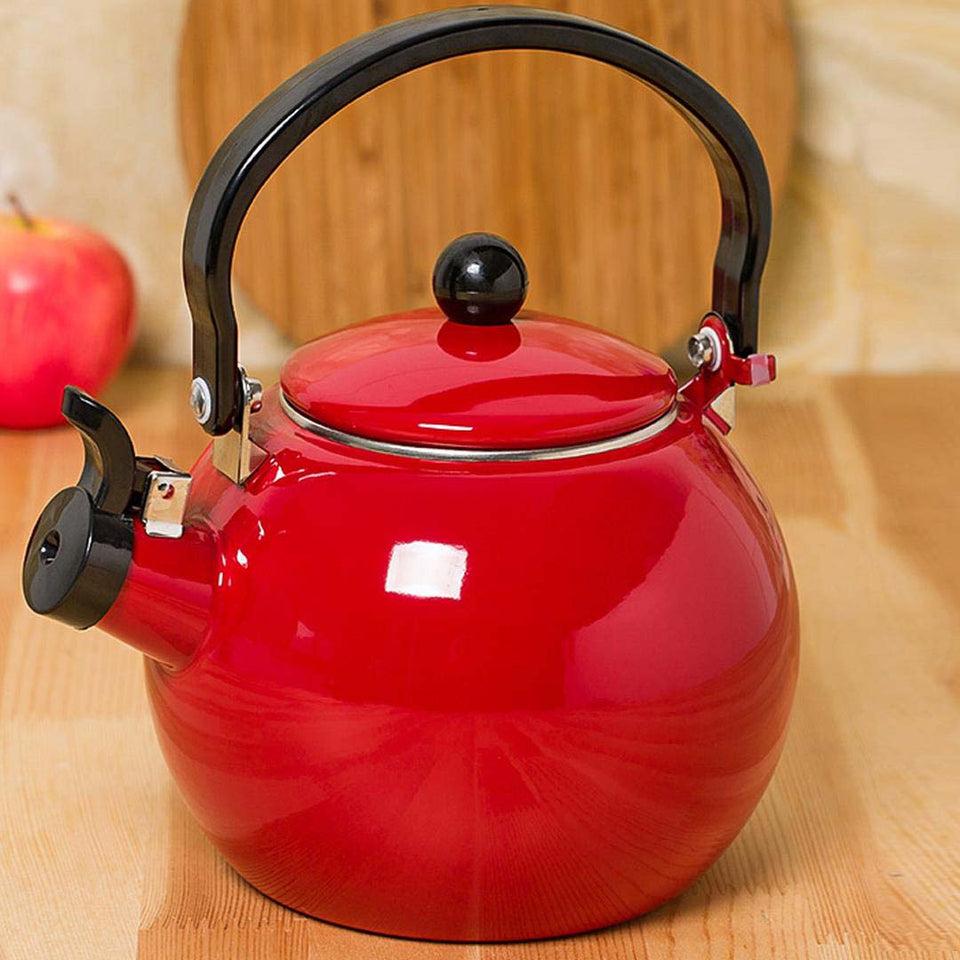 SOGA 2X 2 Litre Ceramic Enameled Porcelain Kettle Kitchen Red