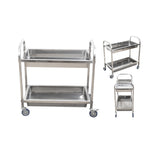 SOGA 2X 2 Tier Stainless Steel Kitchen Trolley Bowl Service Food Cart Large 95x50x95cm