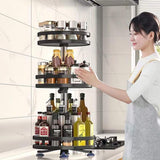 SOGA 2-Pack 3-Tier Steel Black Rotating Kitchen Spice & Seasoning Organizer Shelf