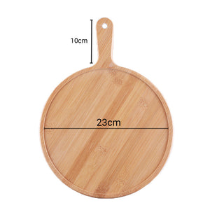 SOGA 2X 9 inch Blonde Round Premium Wooden Serving Tray Board Paddle with Handle Home Decor
