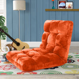 SOGA 2 Pack 6-Position Folding Floor Recliner Chairs Orange