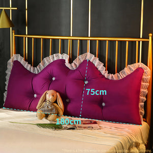 SOGA 4X 180cm Burgundy Princess Bed Pillow Headboard Backrest Bedside Tatami Sofa Cushion with Ruffle Lace Home Decor