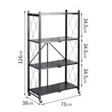 SOGA 4 Tier Steel Black Foldable Kitchen Cart Multi-Functional Shelves Storage Organizer with Wheels