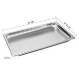 SOGA 2X Gastronorm GN Pan Full Size 1/1 GN Pan 2cm Deep Stainless Steel Tray