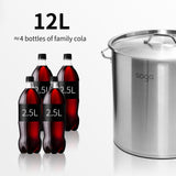 SOGA Stock Pot 12L Top Grade Thick Stainless Steel Stockpot 18/10
