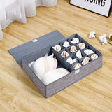 SOGA Grey Flip Top Underwear Storage Box Foldable Wardrobe Partition Drawer Home Organiser