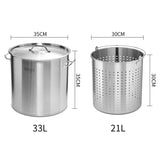 SOGA 33L 18/10 Stainless Steel Stockpot with Perforated Stock pot Basket Pasta Strainer