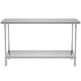 SOGA 2-Tier Commercial Catering Kitchen Stainless Steel Prep Work Bench Table 150*70*85cm