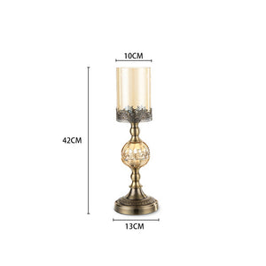 SOGA 42cm Glass Candle Holder Candle Stand Glass/Metal