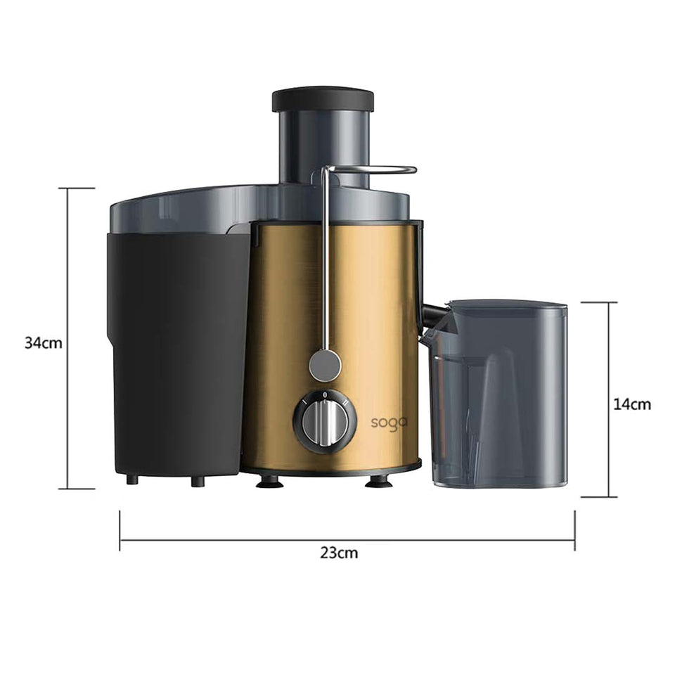 SOGA Juicer 400W Professional Stainless Steel Whole Fruit Vegetable Juice Extractor Diet Gold