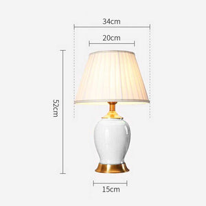 SOGA Ceramic Oval Table Lamp with Gold Metal Base Desk Lamp White