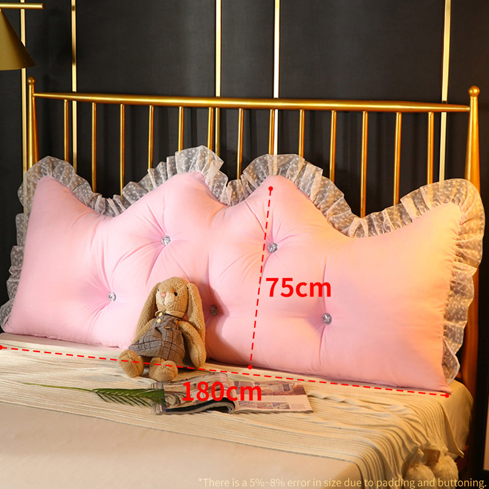 SOGA 4X 180cm Pink Princess Bed Pillow Headboard Backrest Bedside Tatami Sofa Cushion with Ruffle Lace Home Decor