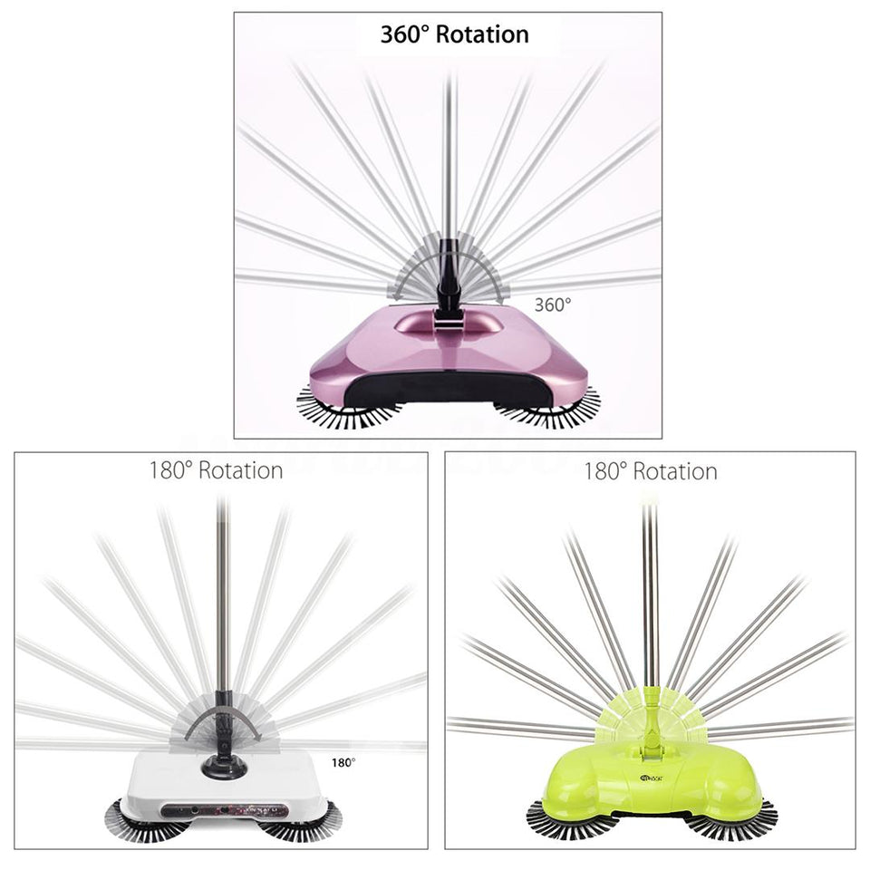 SOGA Auto Hand Push Sweeper Broom Household Cleaning Without Electricity Cleaner Mop Purple
