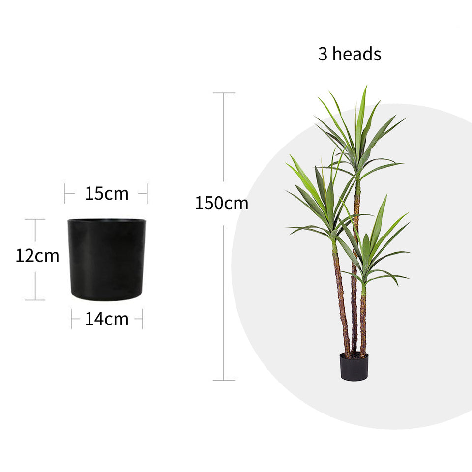 SOGA 4X 150cm Artificial Natural Green Dracaena Yucca Tree Fake Tropical Indoor Plant Home Office Decor