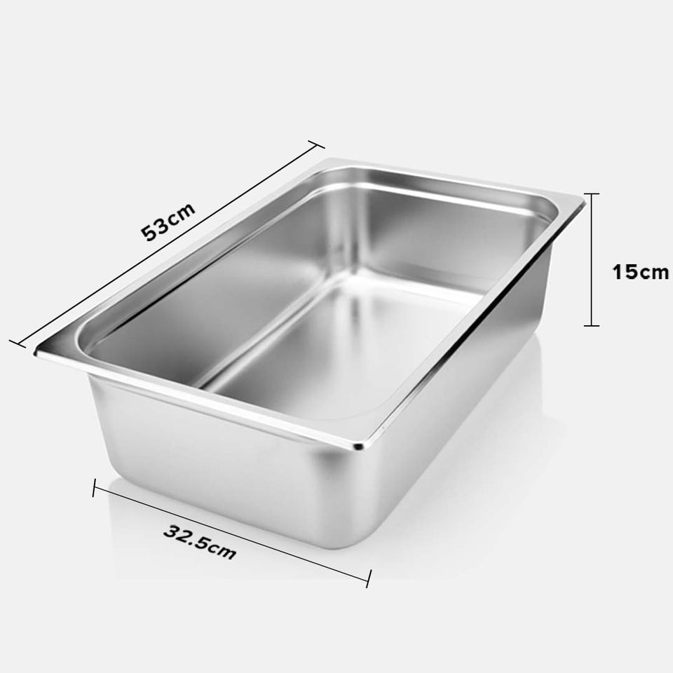 SOGA 4X Gastronorm GN Pan Full Size 1/1 GN Pan 15cm Deep Stainless Steel Tray With Lid