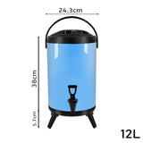 SOGA 4X 12L Stainless Steel Insulated Milk Tea Barrel Hot and Cold Beverage Dispenser Container with Faucet Blue