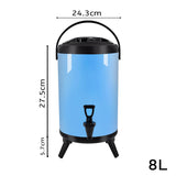 SOGA 8X 8L Stainless Steel Insulated Milk Tea Barrel Hot and Cold Beverage Dispenser Container with Faucet Blue