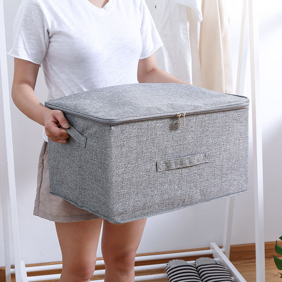 SOGA 2X Grey Large Portable Double Zipper Storage Box Moisture Proof Clothes Basket Foldable Home Organiser