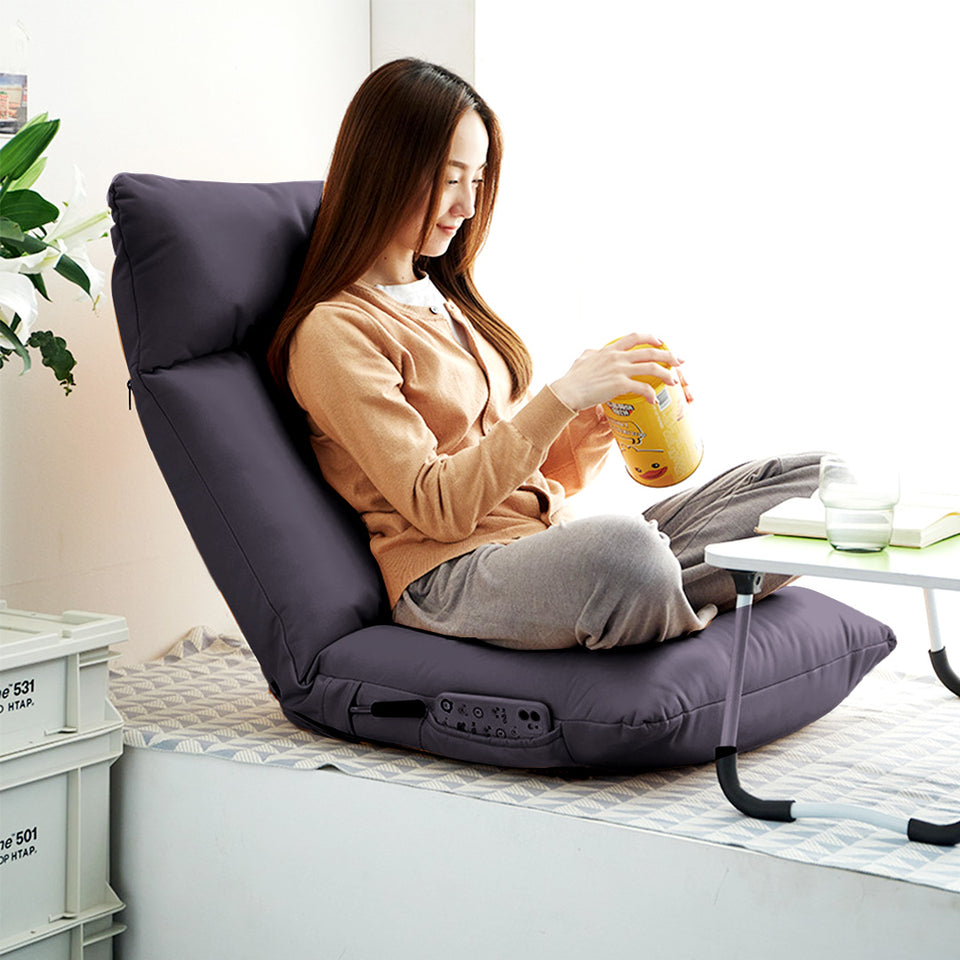 SOGA Grey Lounge Recliner Lazy Sofa Bed Tatami Cushion with Collapsible Backrest