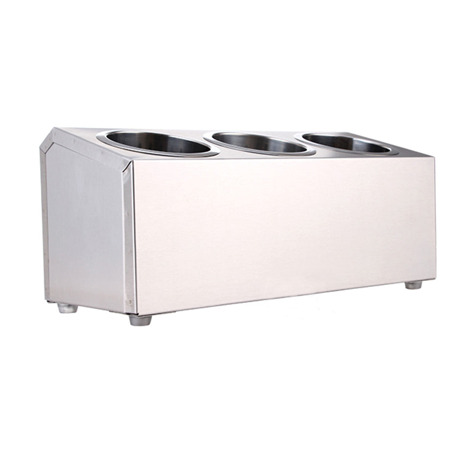 SOGA 2X 18/10 Stainless Steel Commercial Conical Utensils Cutlery Holder with 3 Holes