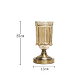 SOGA 2X 25cm Transparent Glass Flower Vase with Metal Base Filler Vase