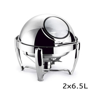 SOGA 4X 6.5L Stainless Steel Round Soup Tureen Bowl Station Roll Top Buffet Chafing Dish Catering Chafer Food Warmer Server