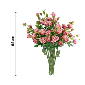 SOGA 10 Bunch Artificial Silk Rose 6 Heads Flower Fake Bridal Bouquet Table Decor Pink