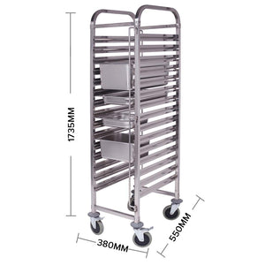 SOGA Gastronorm Trolley 16 Tier Stainless Steel Bakery Trolley Suits GN 1/1 Pans