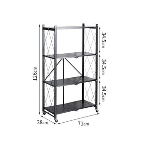 SOGA 2X 4 Tier Steel Foldable Kitchen Cart Multi-Functional Shelves with Wheels
