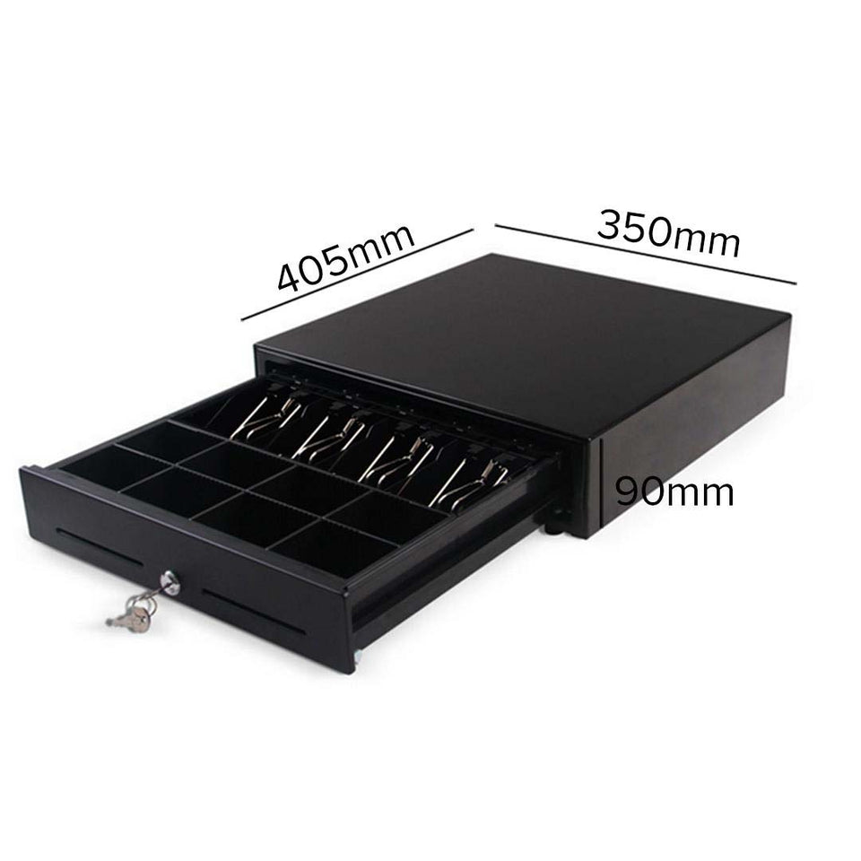 SOGA 2X Black Heavy Duty Cash Drawer Manual 4 Bills 8 Coins Cheque Slot Tray Pos 350