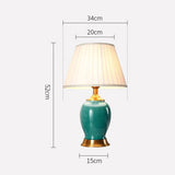 SOGA 2X Ceramic Oval Table Lamp with Gold Metal Base Desk Lamp Green