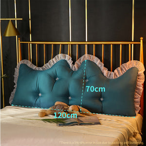 SOGA 120cm Blue-Green Princess Bed Pillow Headboard Backrest Bedside Tatami Sofa Cushion with Ruffle Lace Home Decor