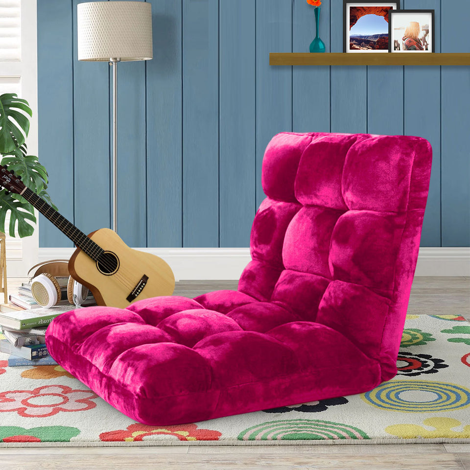 SOGA Floor Recliner Folding Lounge Sofa Futon Couch Chair Cushion Red Burgundy