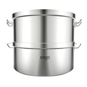 SOGA Commercial 304 Stainless Steel Steamer With 2 Tiers Top Food Grade 50*30cm