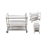 SOGA 2X 3 Tier Stainless Steel Kitchen Food Cart Trolley Utility Large 95x50x95cm