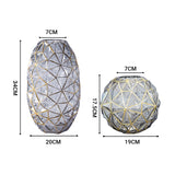 SOGA 2X Grey Colored Diamond Cut Glass Flower Vase Round Jar Home Decor with Gold Accent Large and Medium Set