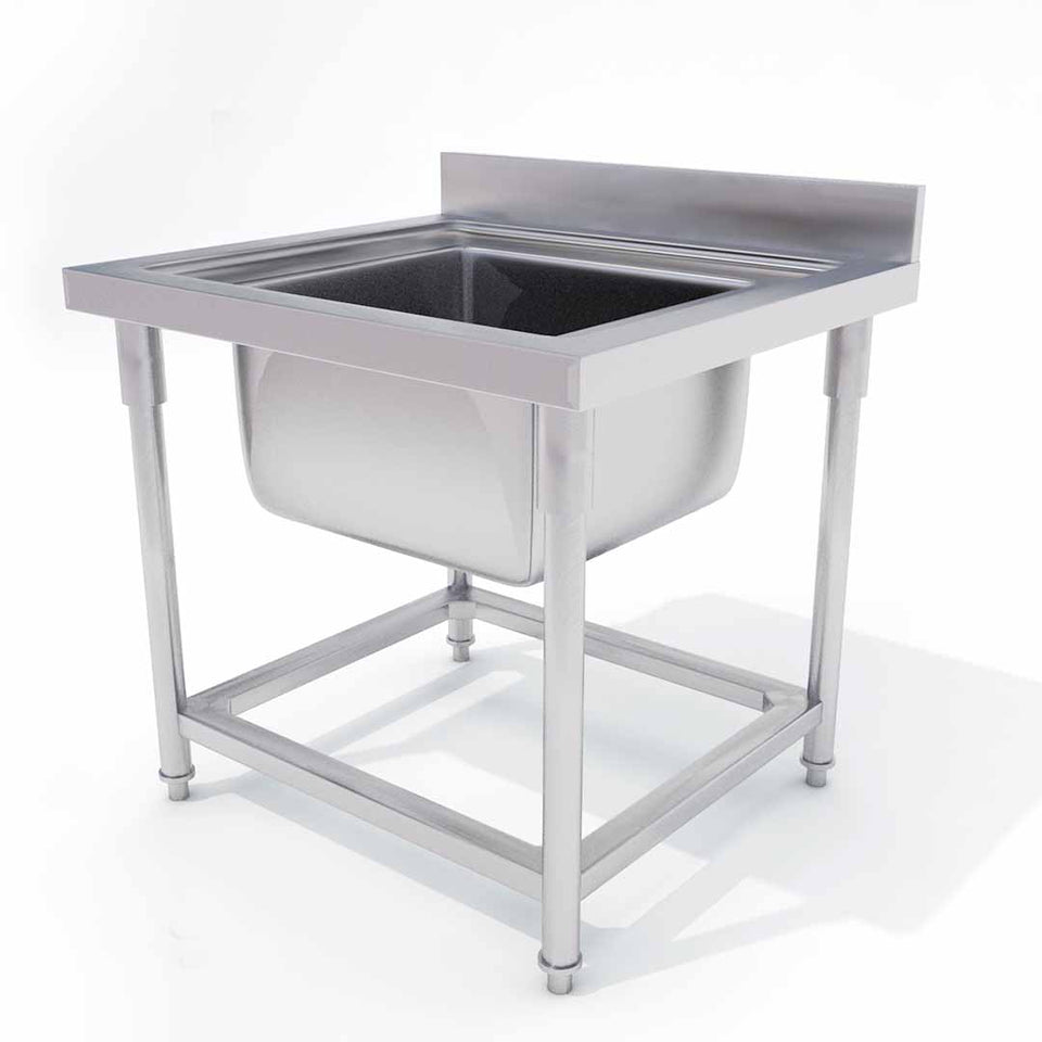 SOGA Commercial Kitchen Sink Work Bench Stainless Steel Food Prep 70*70*85cm