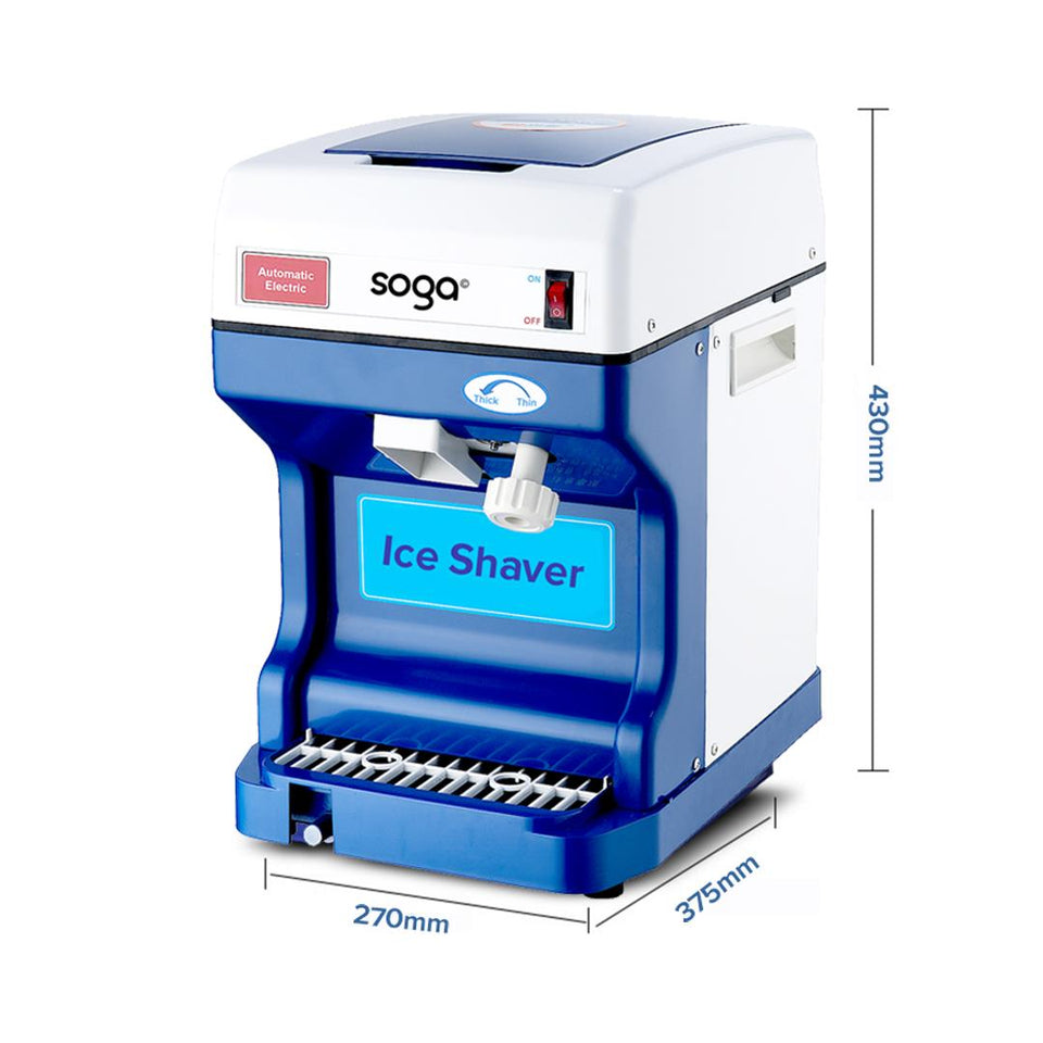 SOGA Ice Shaver Commercial Electric Stainless Steel Ice Crusher Slicer Machine 120KG/h