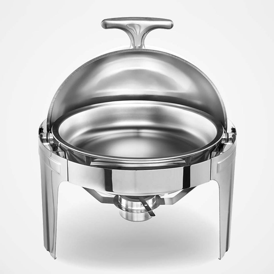 SOGA 2X 6L Stainless Steel Chafing Food Warmer Catering Dish Round Roll Top