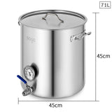 SOGA Stainless Steel Brewery Pot 71L With Beer Valve 45*45cm