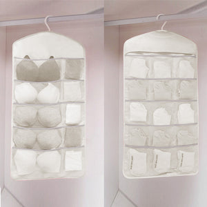 SOGA White Double Sided Hanging Storage Bag Underwear Bra Socks Mesh Pocket Hanger Home Organiser