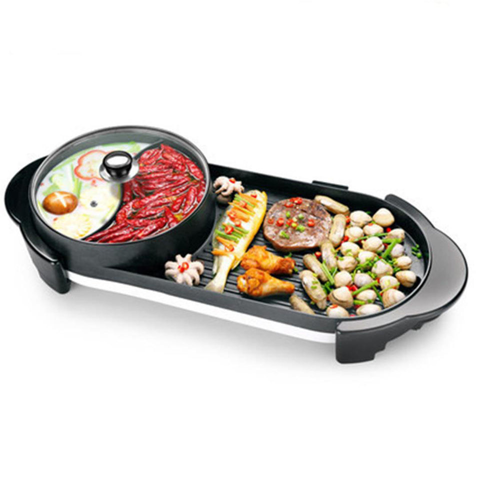SOGA 2X 2 in 1 Electric Non-Stick BBQ Teppanyaki Grill Plate Steamboat Dual Sided Hotpot
