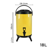 SOGA 8X 18L Stainless Steel Insulated Milk Tea Barrel Hot and Cold Beverage Dispenser Container with Faucet Yellow