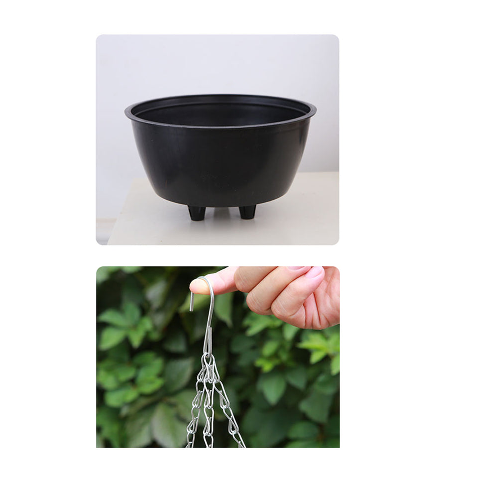 SOGA 2-Pack White Medium Hanging Resin Self-Watering Flower Pot Planter