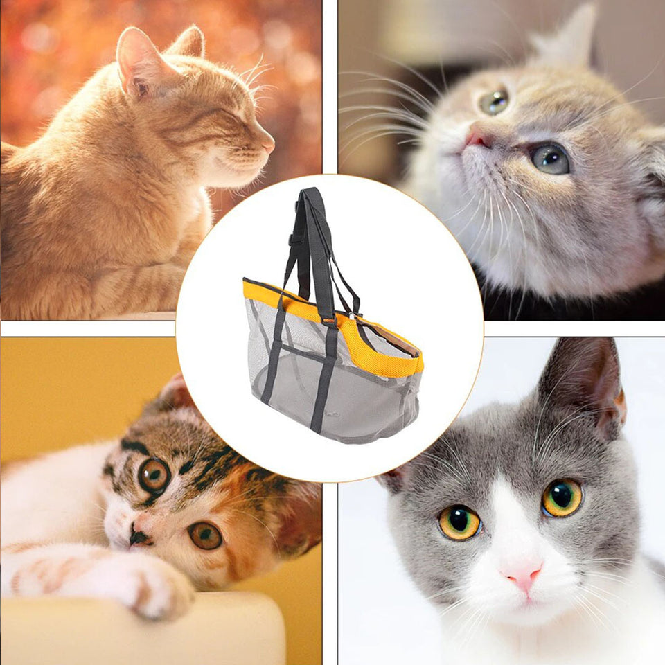 SOGA 2X Orange Pet Carrier Bag Breathable Net Mesh Tote Pouch Dog Cat Travel Essentials